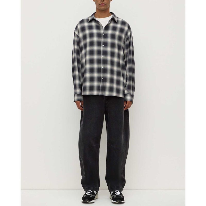 Assembly Label Elio Japanese Check Long Sleeve Shirt True Navy/Cream image number 3